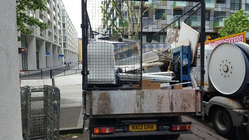 Residents sorting their waste for recycling